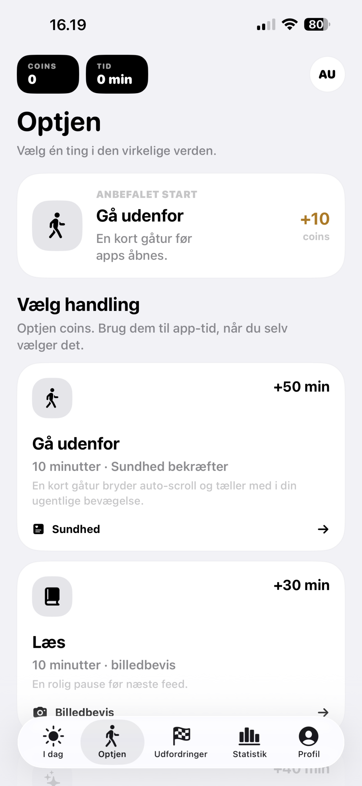 Unplugify iPhone-skærm med statistik