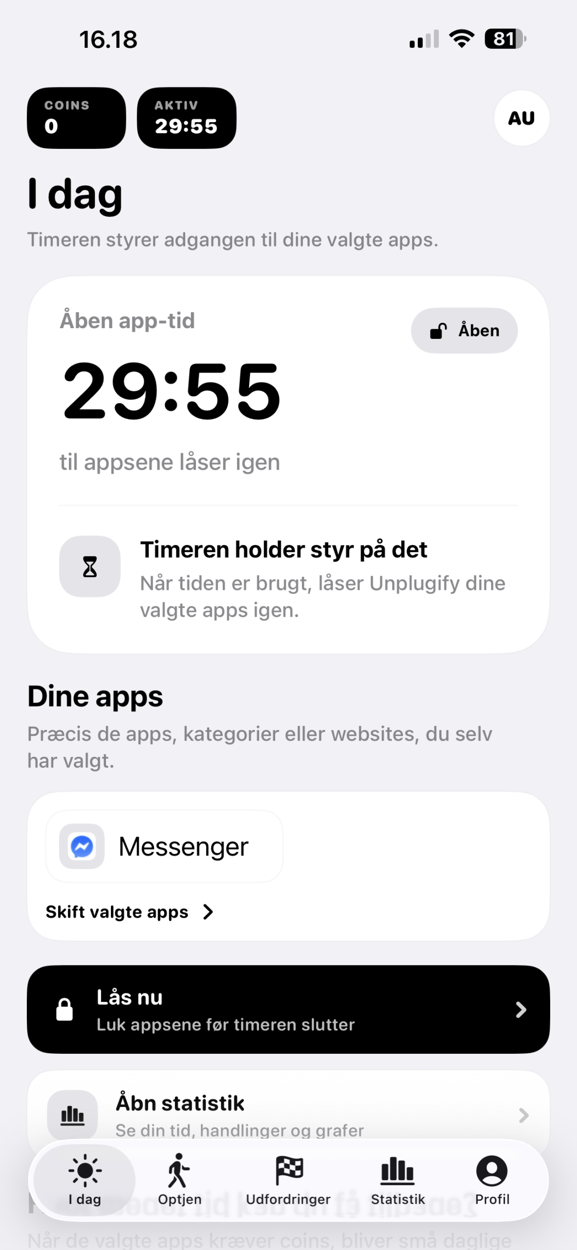 Unplugify iPhone-skærm med tidsbank og låste apps